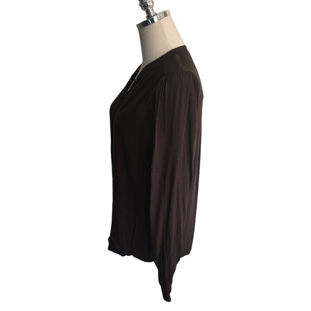 Wilfred Top Women's Size Medium Brown Long Sleeve Button Closure - Picture 4 of 8